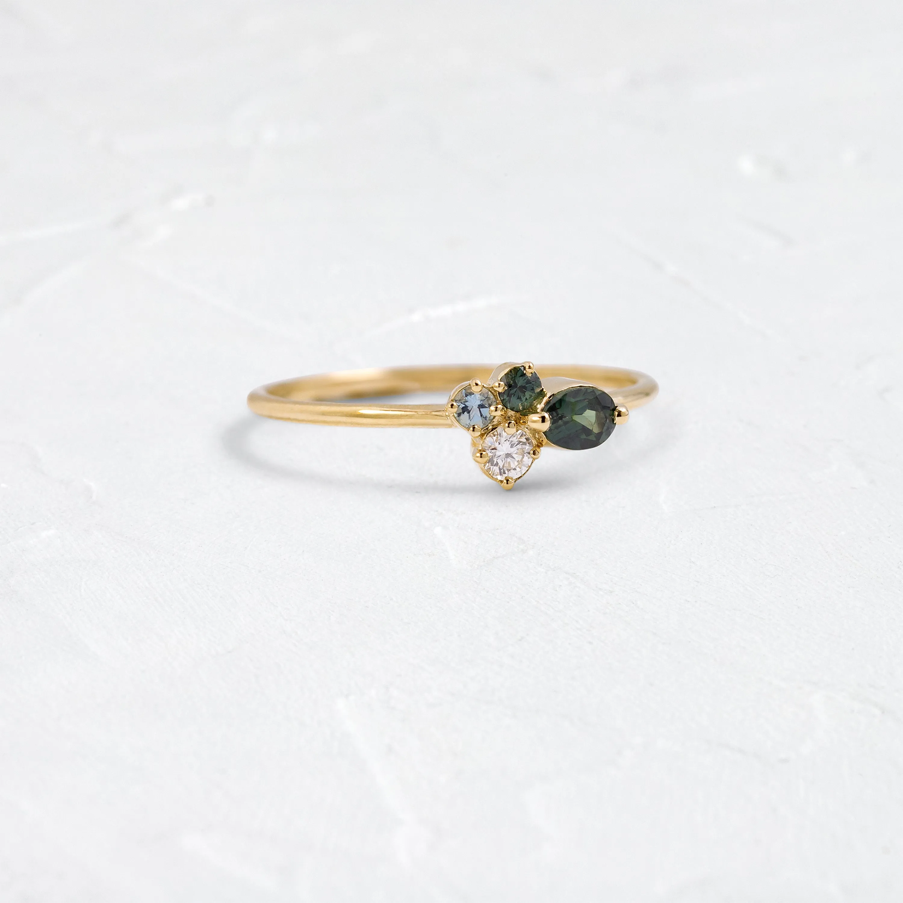 Bubbled Mini Cluster Ring in Evergreen