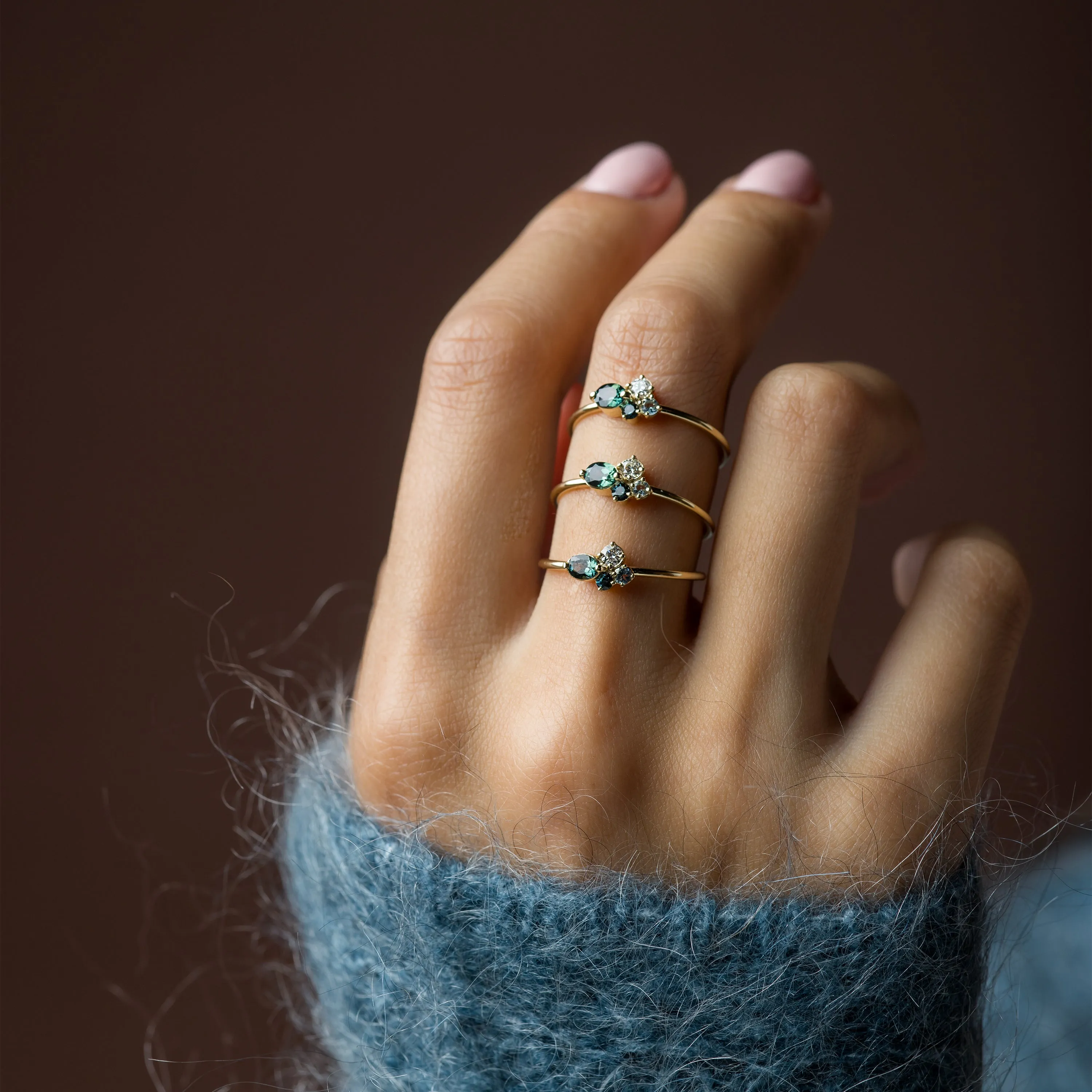Bubbled Mini Cluster Ring in Evergreen