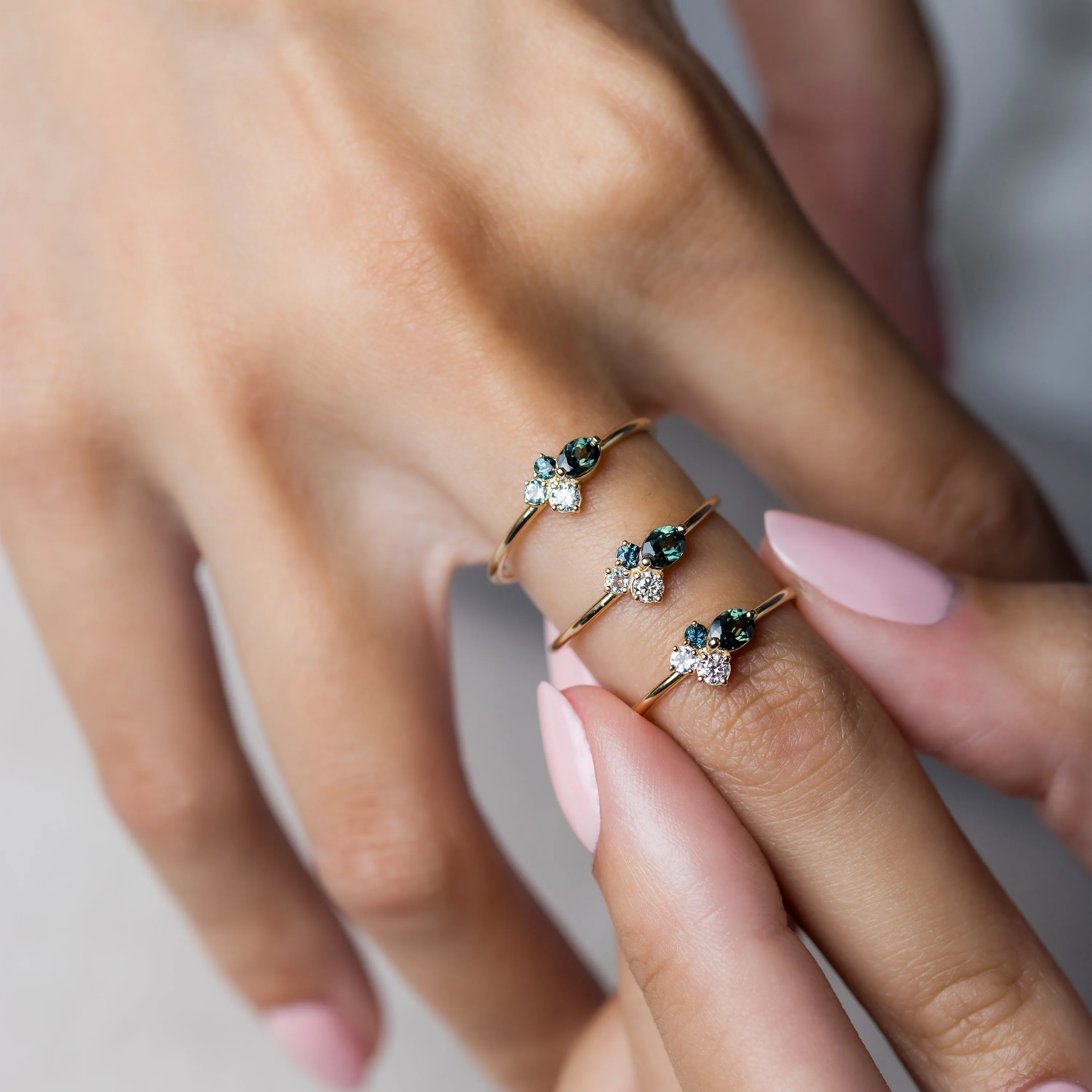 Bubbled Mini Cluster Ring in Evergreen