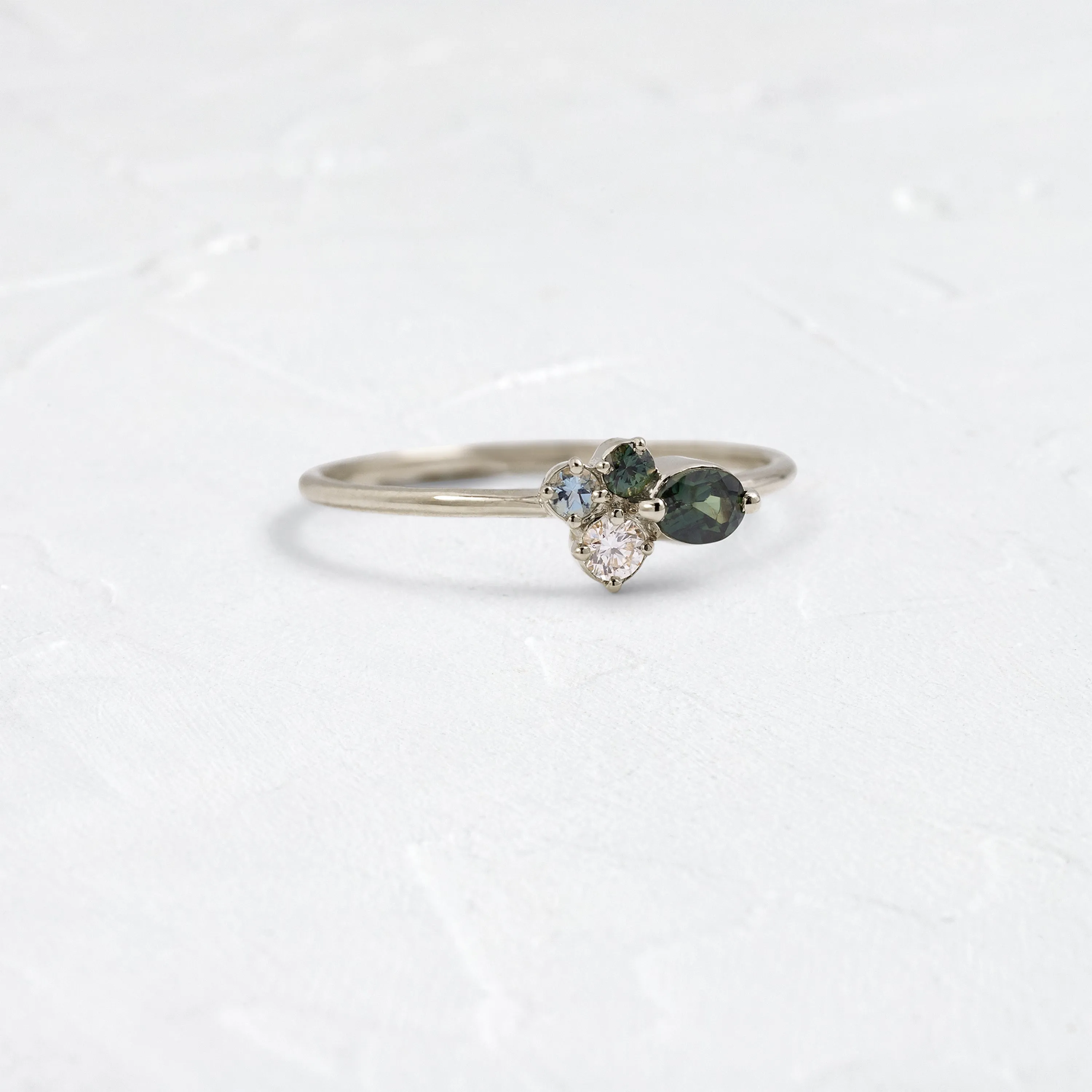 Bubbled Mini Cluster Ring in Evergreen