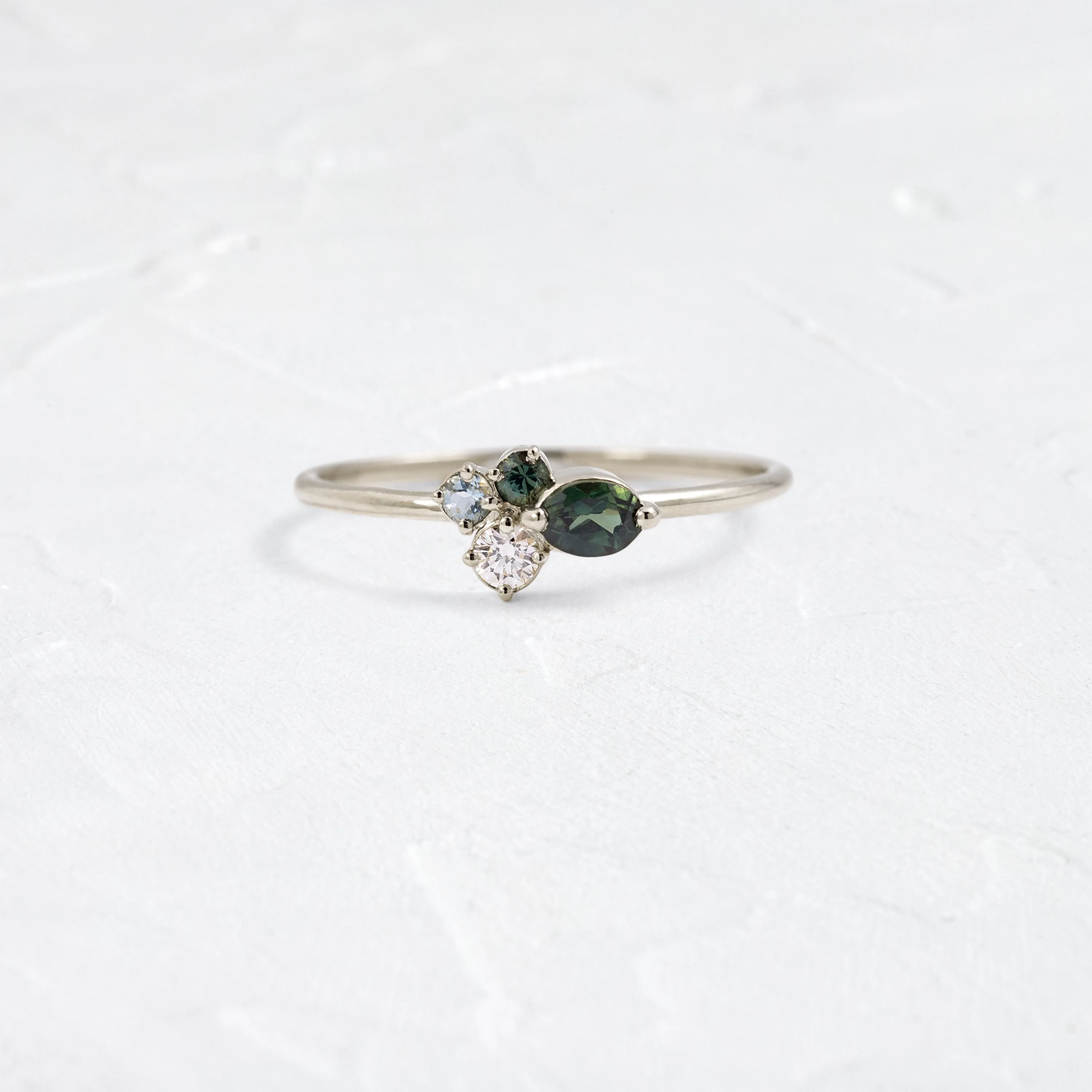Bubbled Mini Cluster Ring in Evergreen