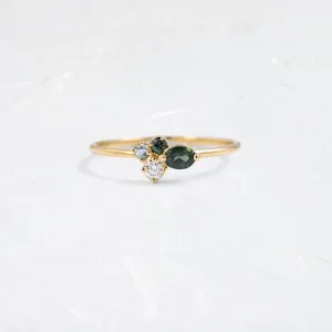 Bubbled Mini Cluster Ring in Evergreen