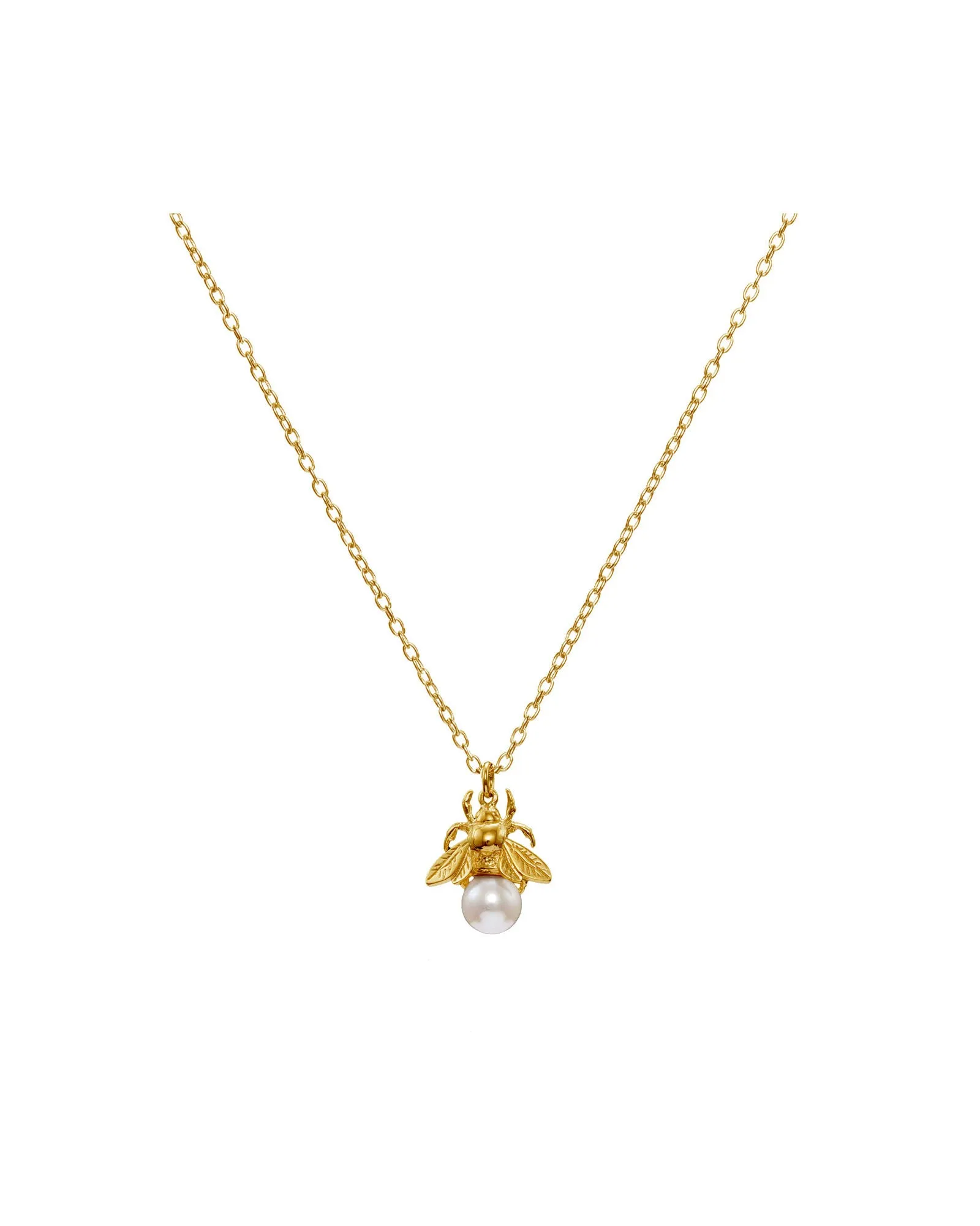 Bumblebee Gold Plated Necklace w. Pearl