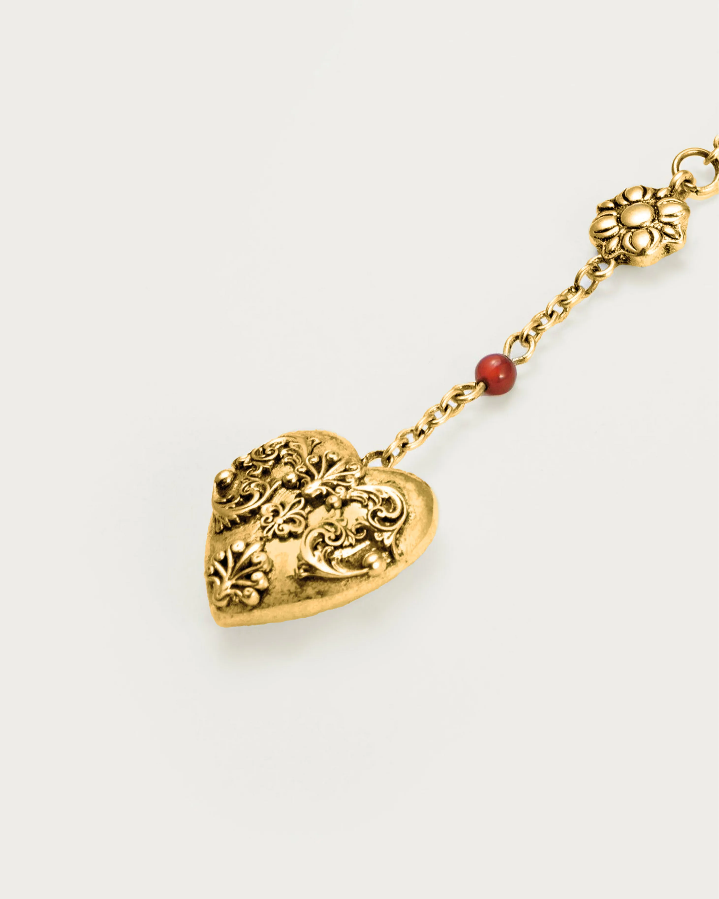 Carnelian Veil Lariat Necklace in Gold