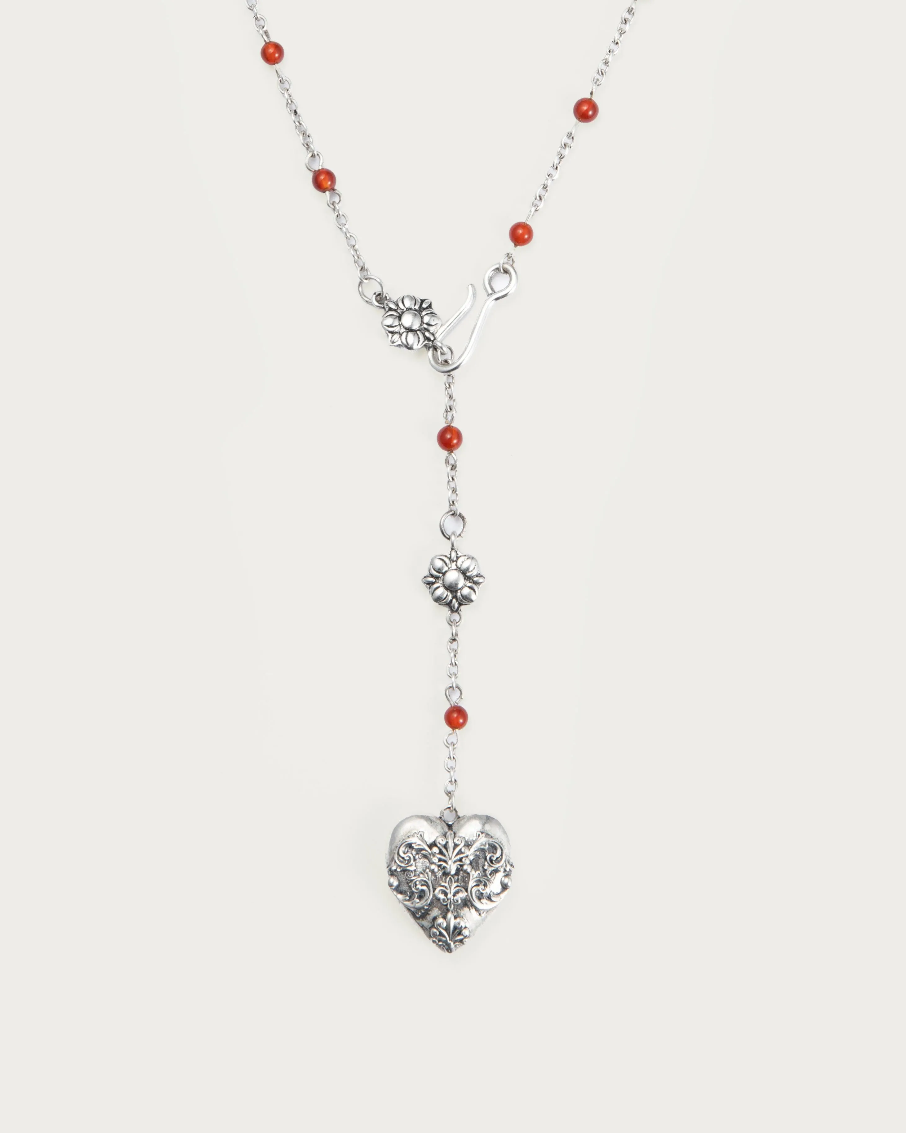 Carnelian Veil Lariat Necklace in Gold
