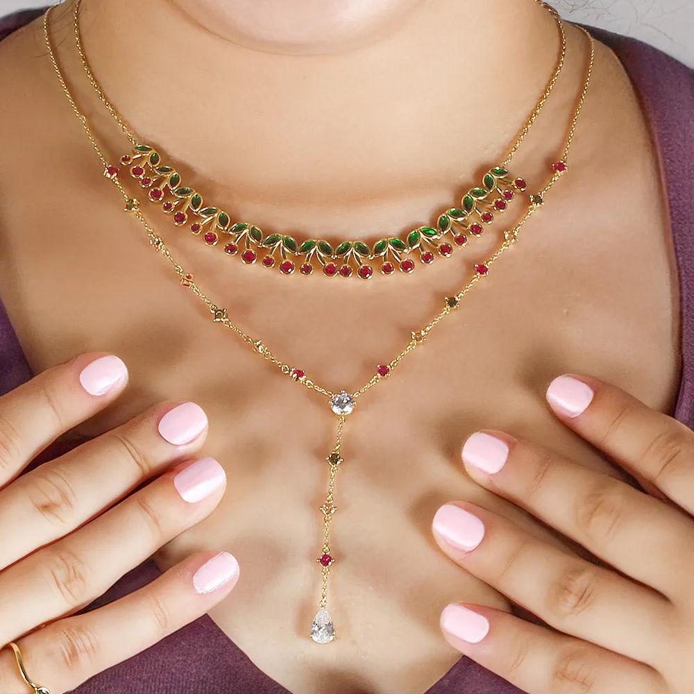 Cascade Cherry CZ Dimond Choker Cherry Bombshell Jewelry Set Colletion