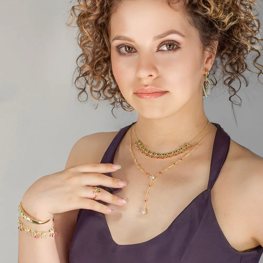Cascade Cherry CZ Dimond Choker Cherry Bombshell Jewelry Set Colletion