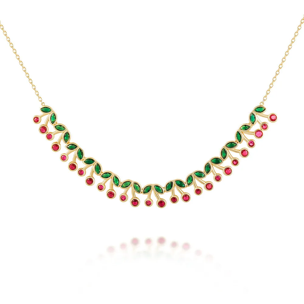 Cascade Cherry CZ Dimond Choker Cherry Bombshell Jewelry Set Colletion
