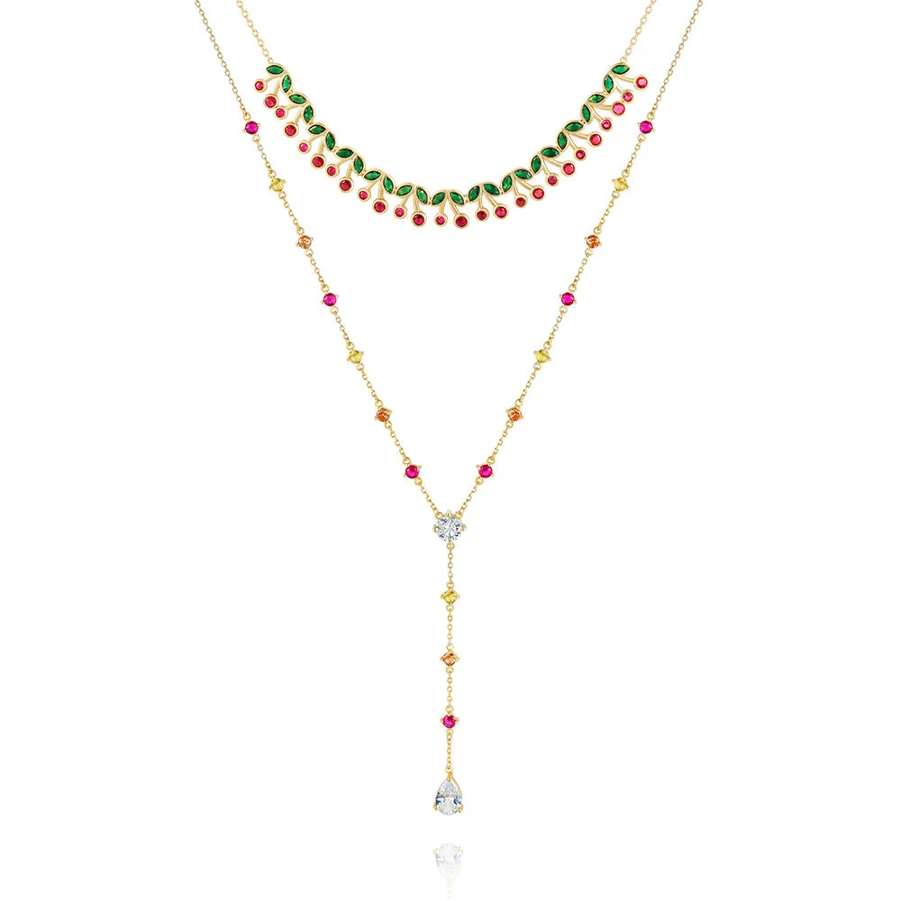 Cascade Cherry CZ Dimond Choker Cherry Bombshell Jewelry Set Colletion