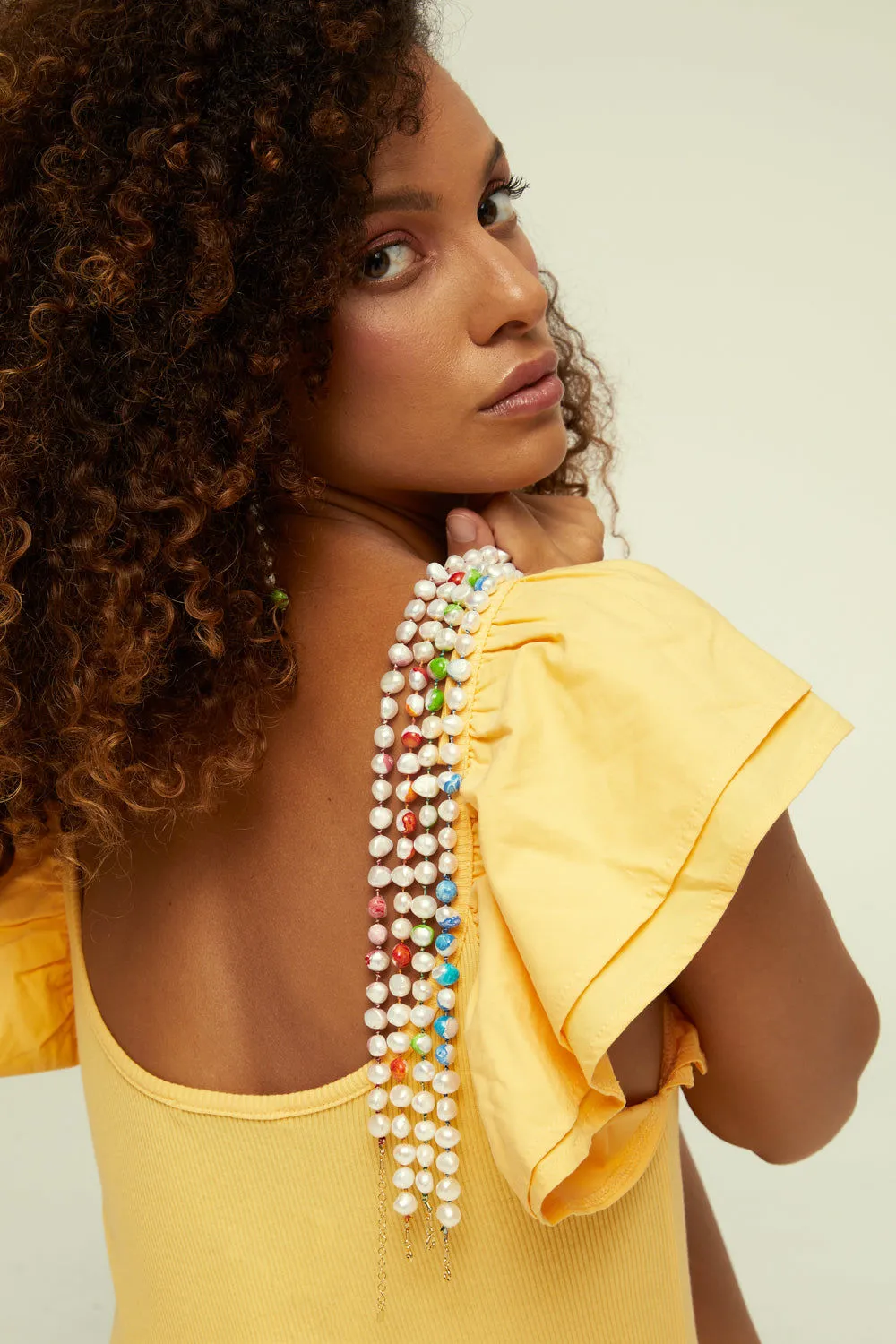 Choker Bah??a Green 18K Gold Plated Necklace w. Pearls