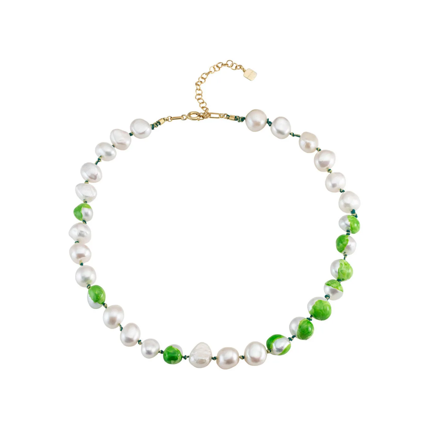 Choker Bah??a Green 18K Gold Plated Necklace w. Pearls