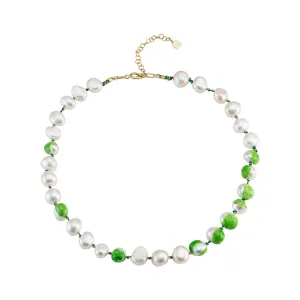 Choker Bah??a Green 18K Gold Plated Necklace w. Pearls