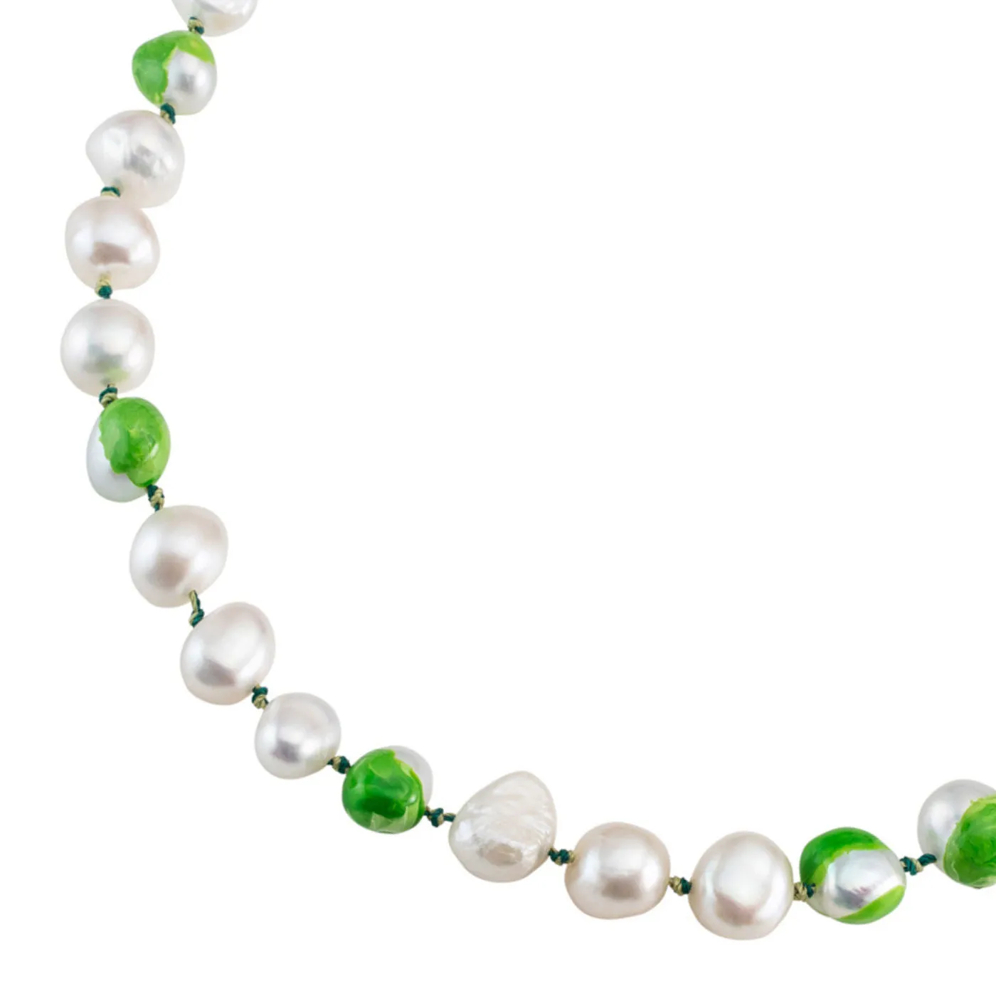 Choker Bah??a Green 18K Gold Plated Necklace w. Pearls