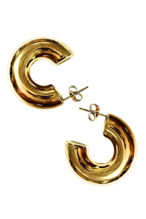 Chunky 1" Gold Hoop Earrings