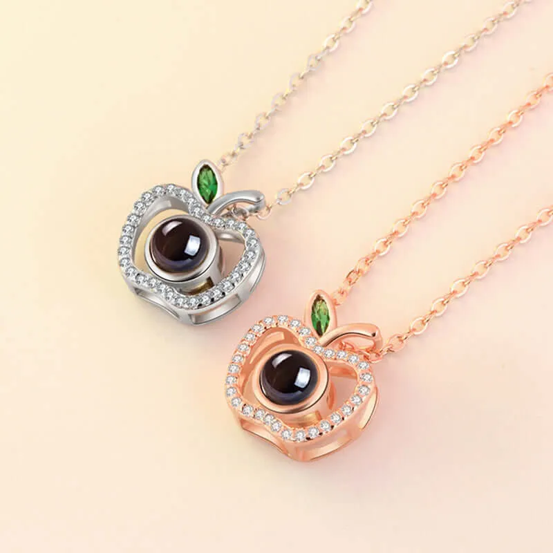 Custom Photo Fancy Apple Necklace with Picture inside