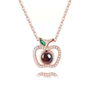 Custom Photo Fancy Apple Necklace with Picture inside
