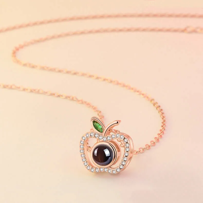 Custom Photo Fancy Apple Necklace with Picture inside