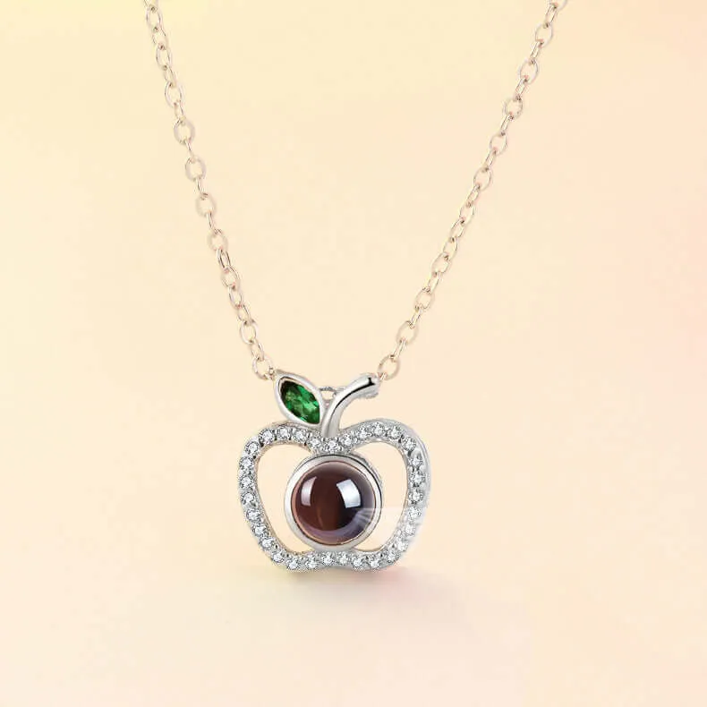 Custom Photo Fancy Apple Necklace with Picture inside