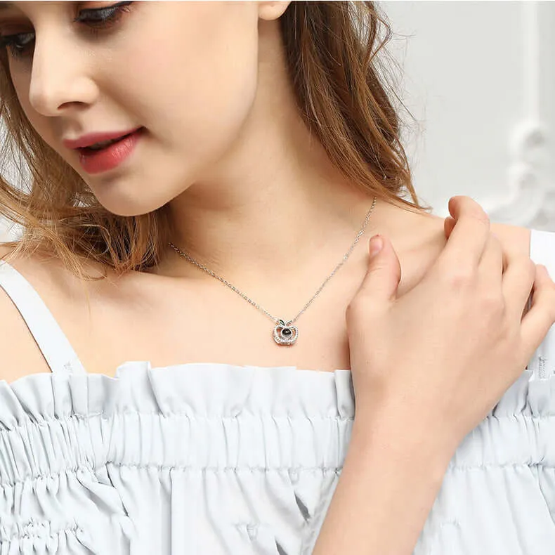 Custom Photo Fancy Apple Necklace with Picture inside