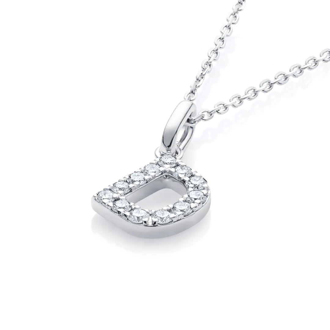 D Letter Pendant White Gold