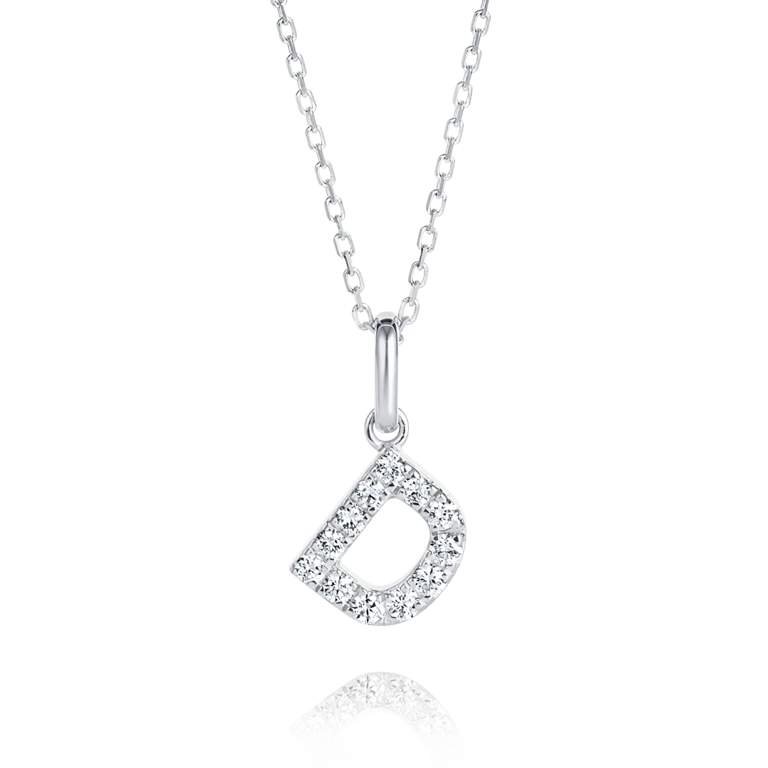 D Letter Pendant White Gold