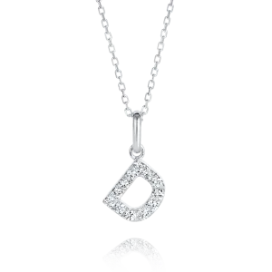 D Letter Pendant White Gold