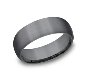 Dark Tantalum Satin 8mm Domed Wedding Band