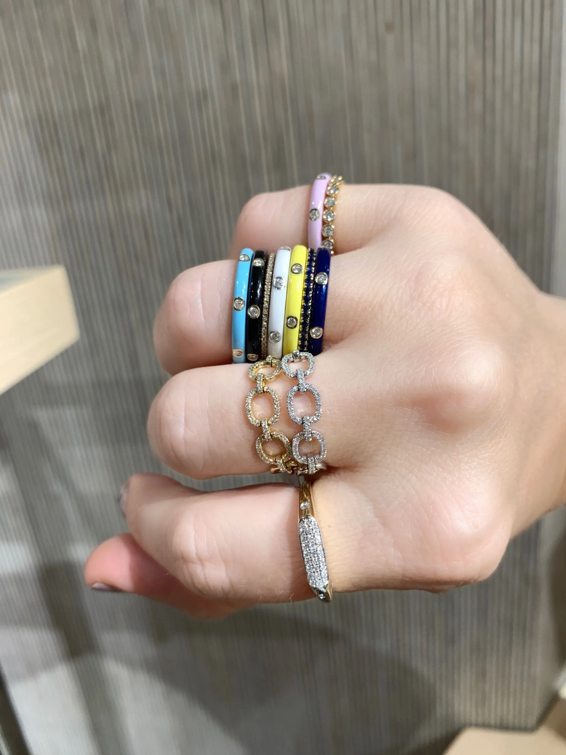 Diamond Enamel Stacking Rings