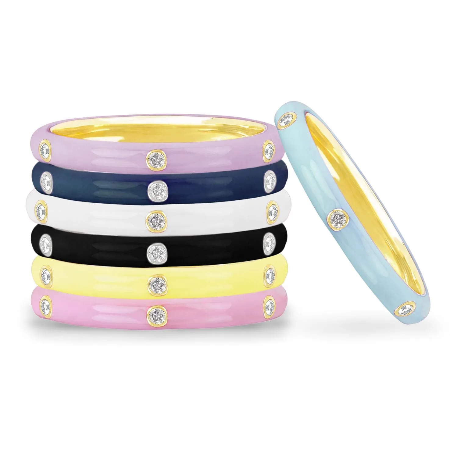 Diamond Enamel Stacking Rings