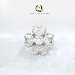 Diamond Flower Heart Promise Ring in 18k White Gold - (#90-RGDIA634700)