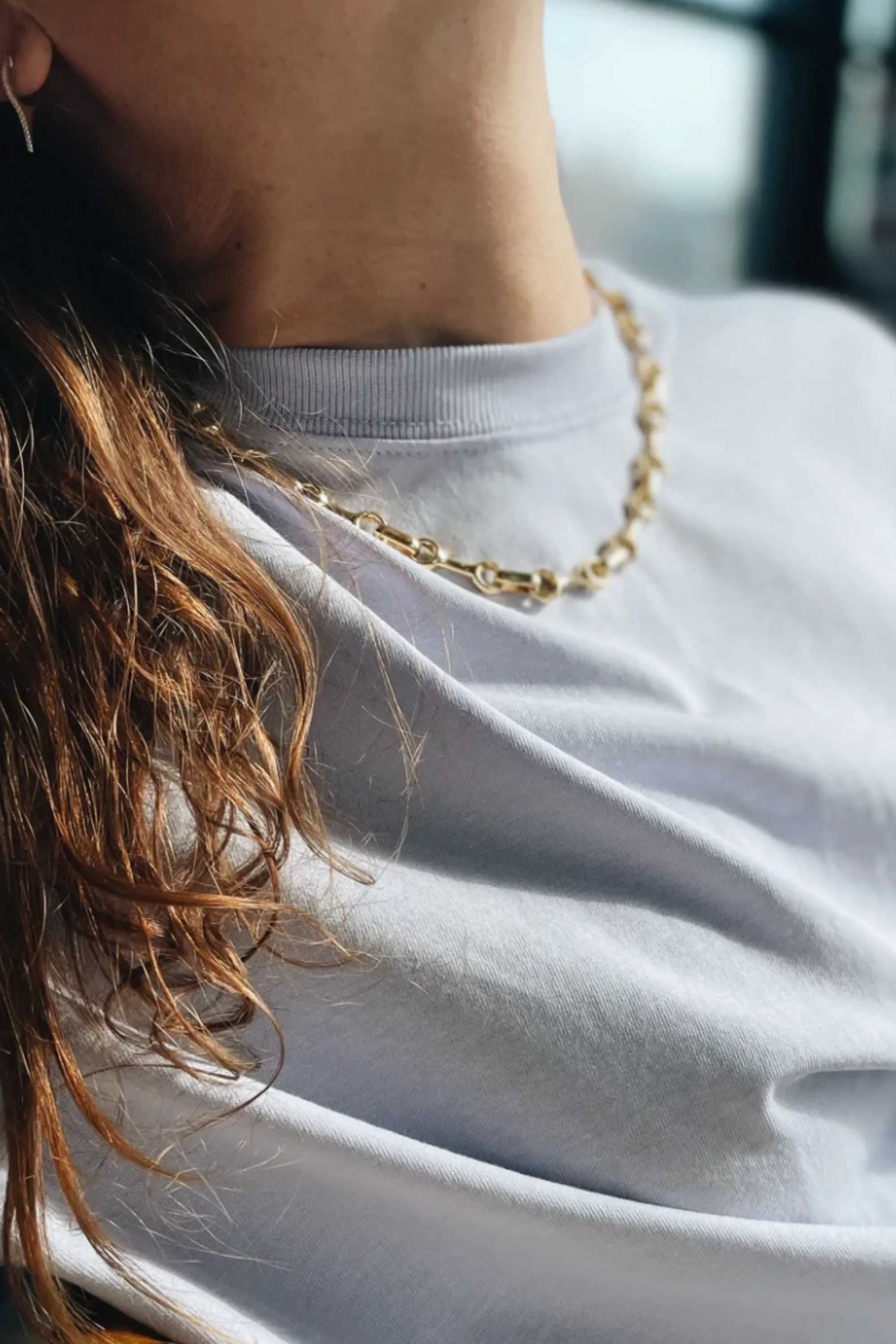 Double Beam Necklace, Yellow Gold