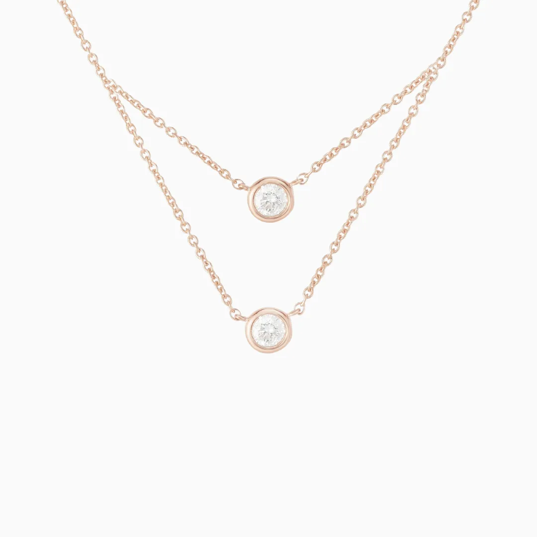 Double Diamond Bezel Necklace