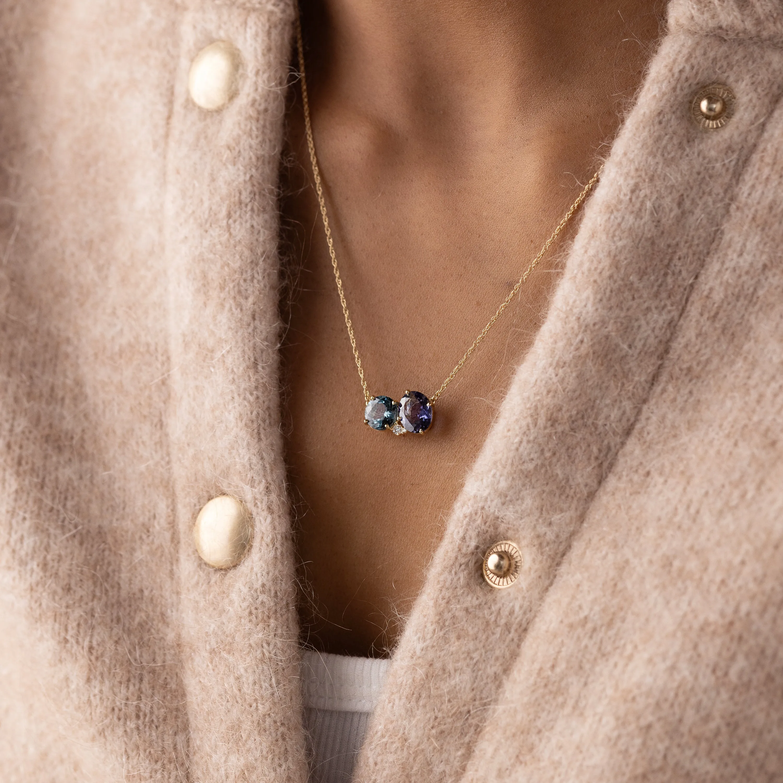 Duo Necklace, 1.95ctw. Spinel and Iolite