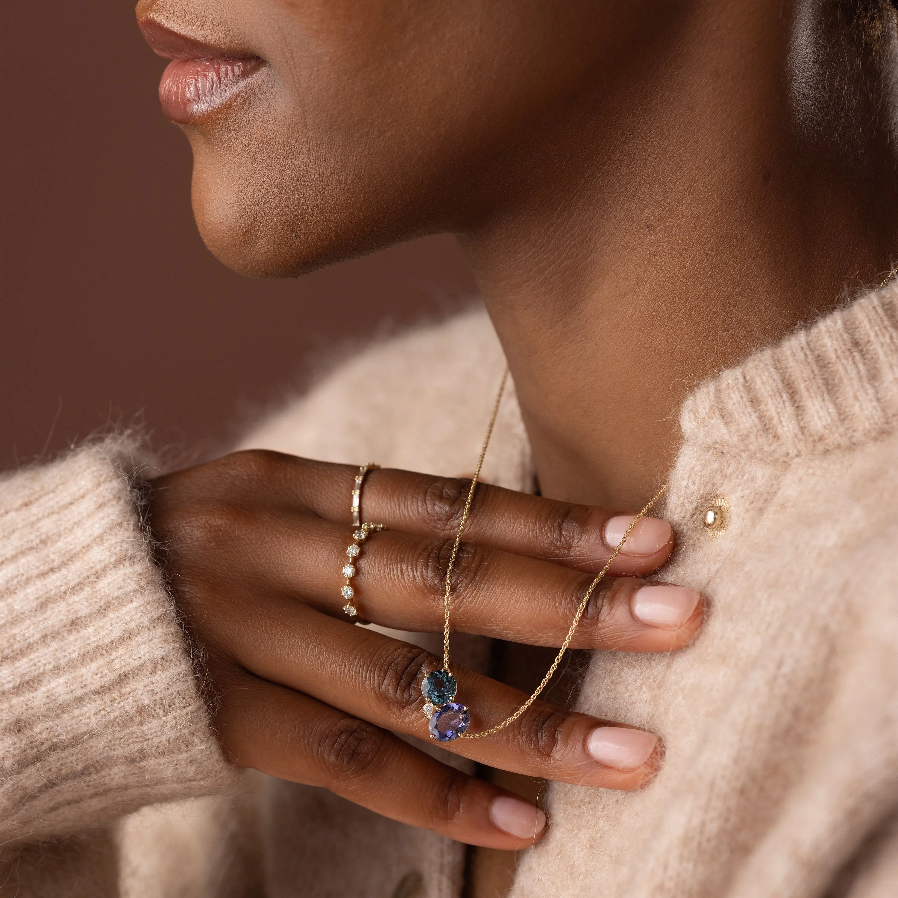 Duo Necklace, 1.95ctw. Spinel and Iolite