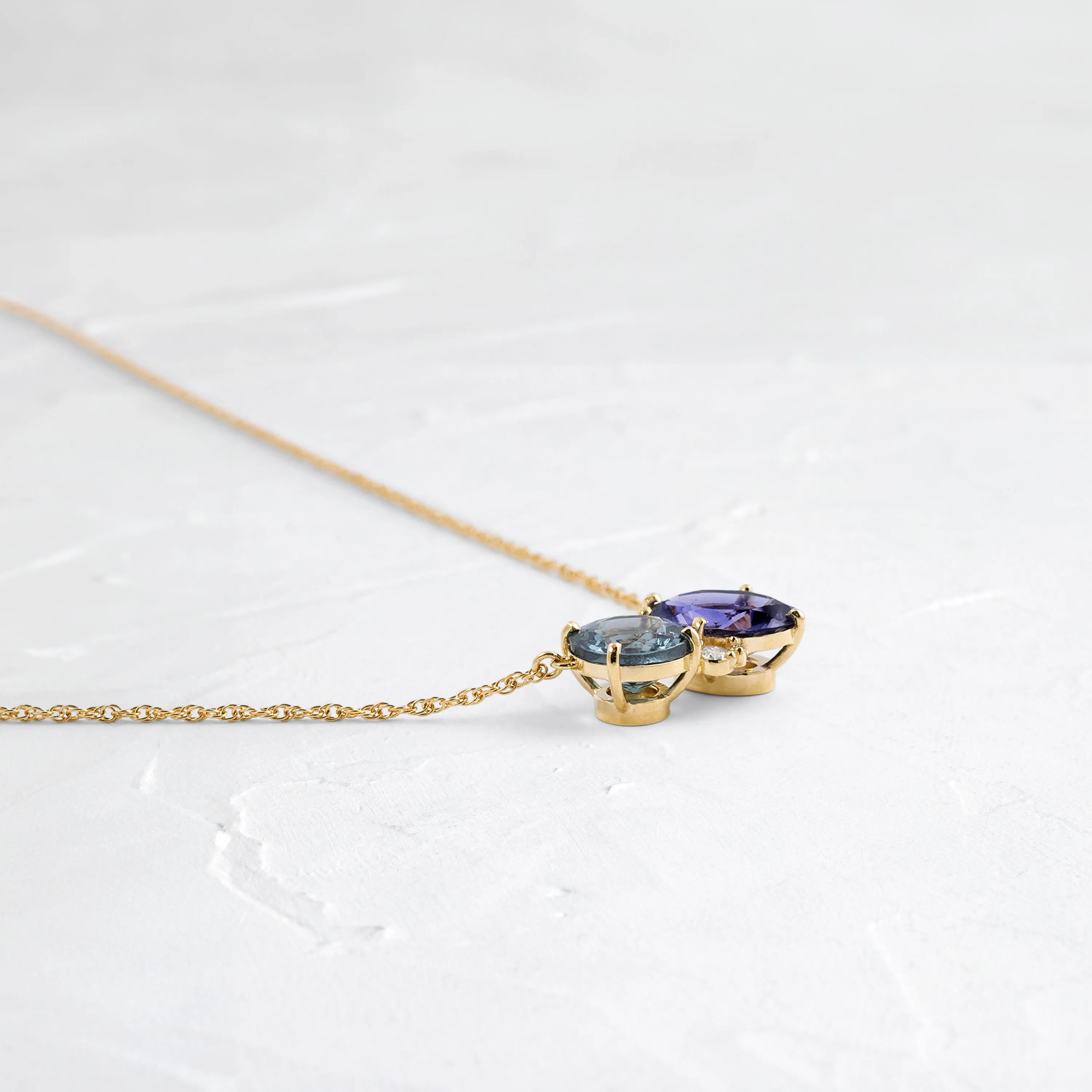 Duo Necklace, 1.95ctw. Spinel and Iolite