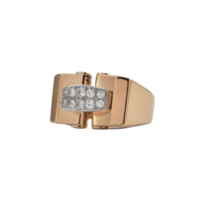 Early Retro French Diamond 18k Rose Gold Ring (C.1930)