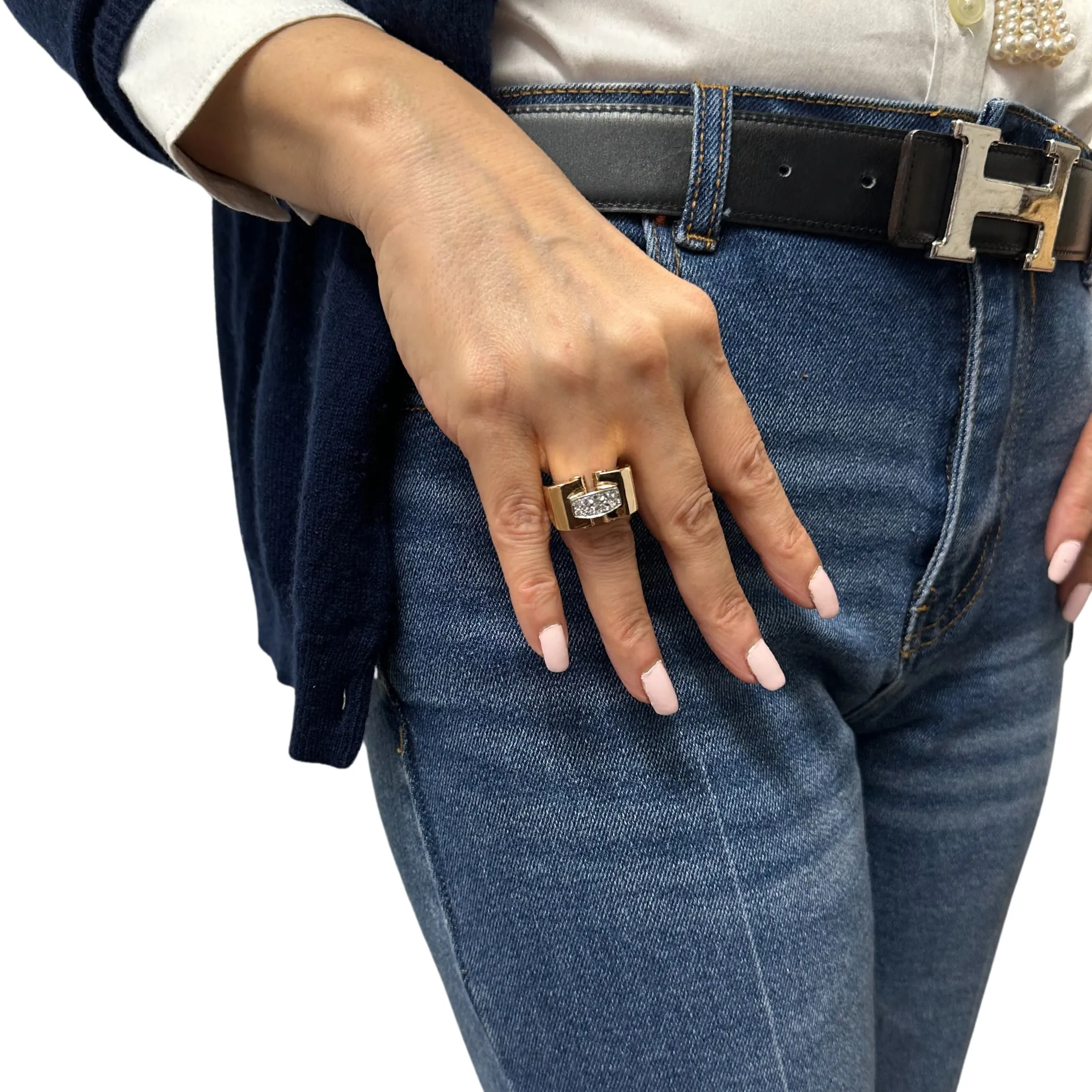Early Retro French Diamond 18k Rose Gold Ring (C.1930)