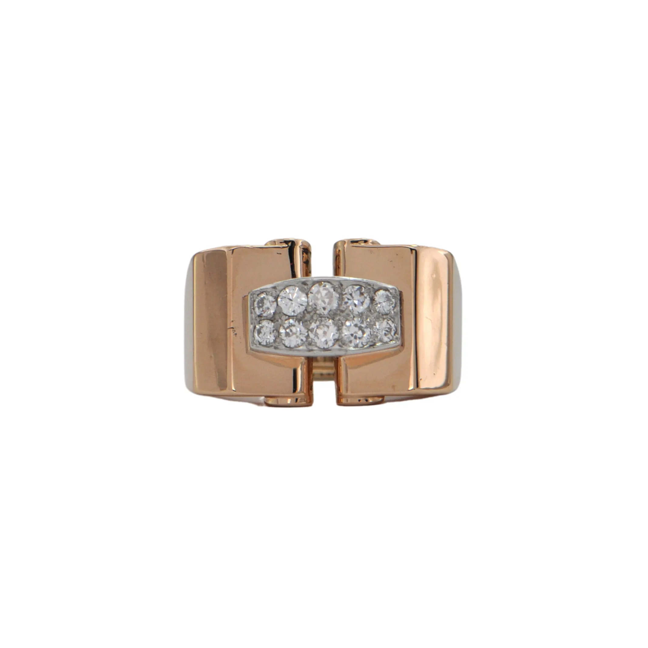 Early Retro French Diamond 18k Rose Gold Ring (C.1930)