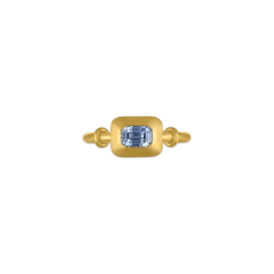 Emerald Cut Blue Sapphire Capsa Ring