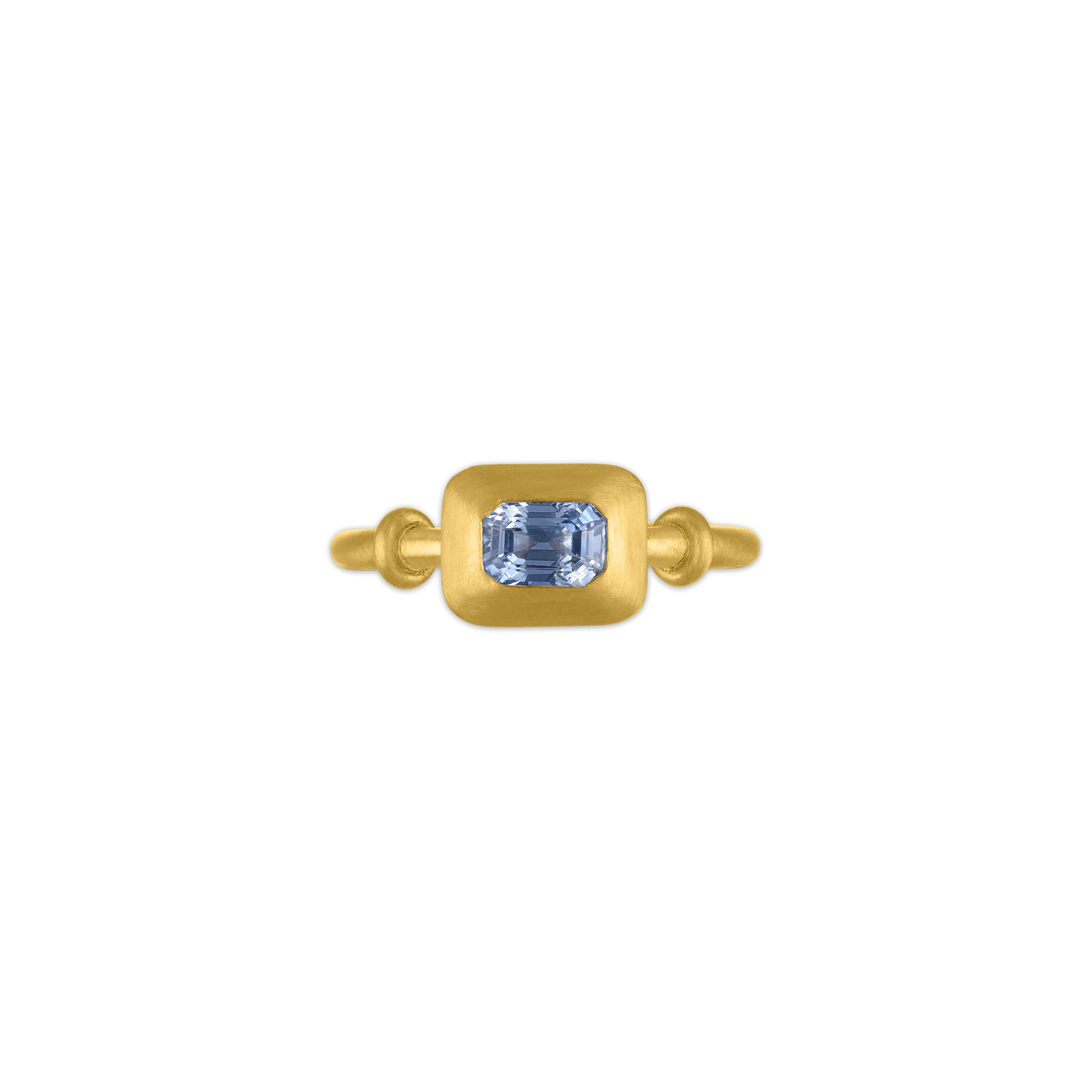Emerald Cut Blue Sapphire Capsa Ring