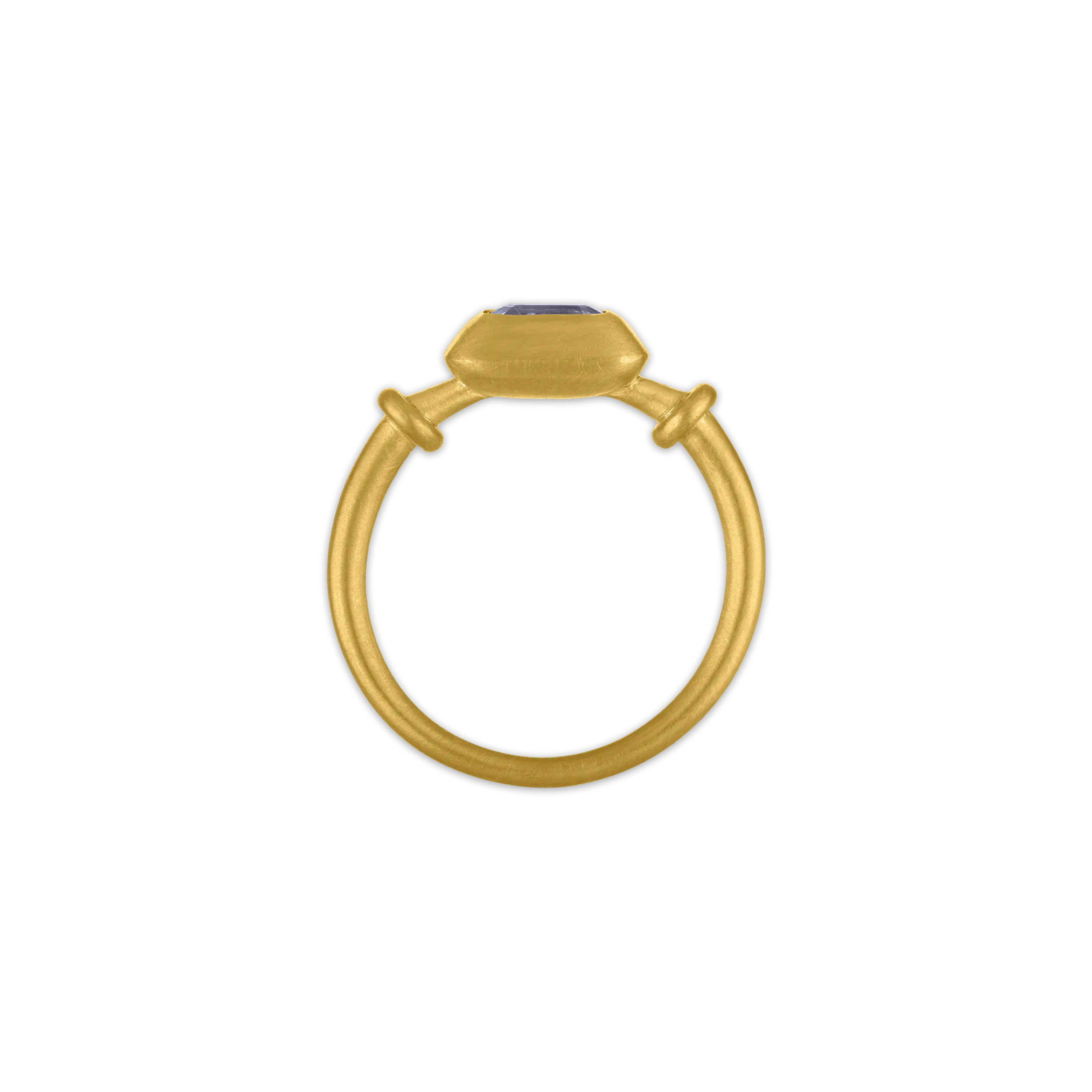 Emerald Cut Blue Sapphire Capsa Ring