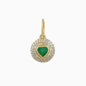 Emerald Heart & Diamond Charm