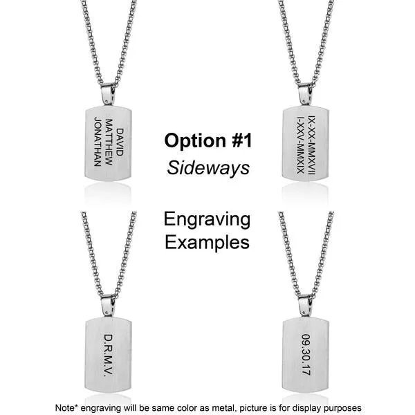Engravable- Stainless Steel Gun Metal Tag Necklace