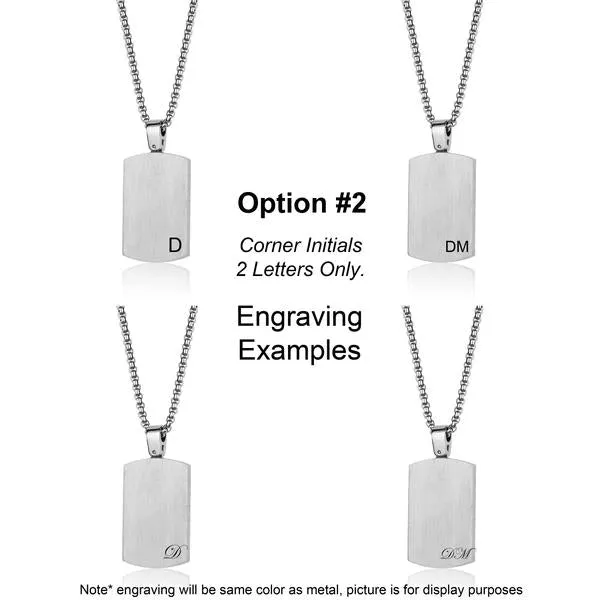 Engravable- Stainless Steel Gun Metal Tag Necklace