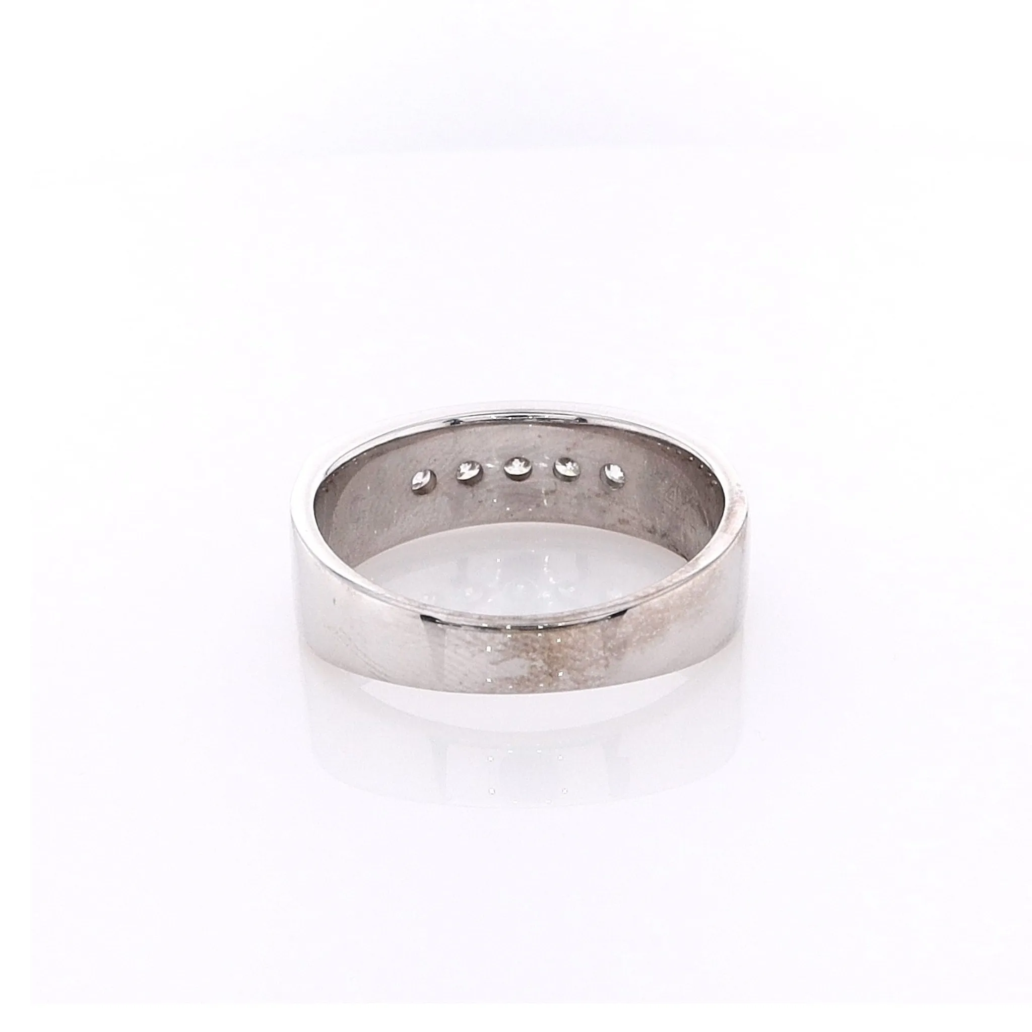 Estate 14k White Gold Center Groove Wedding Band
