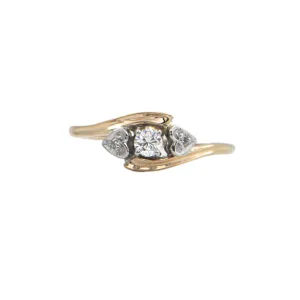 Estate Diamond 14K Gold Trilogy Ring