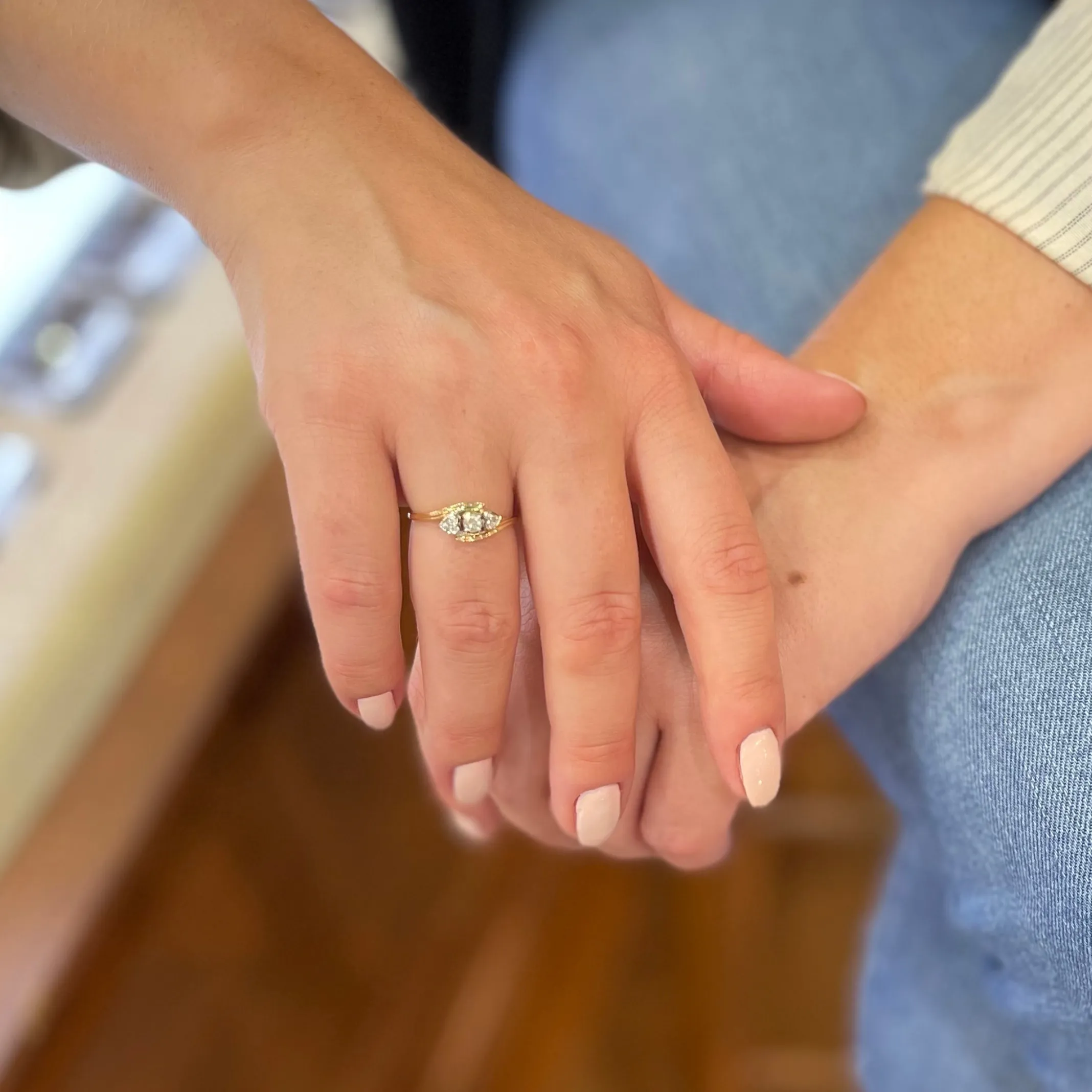 Estate Diamond 14K Gold Trilogy Ring