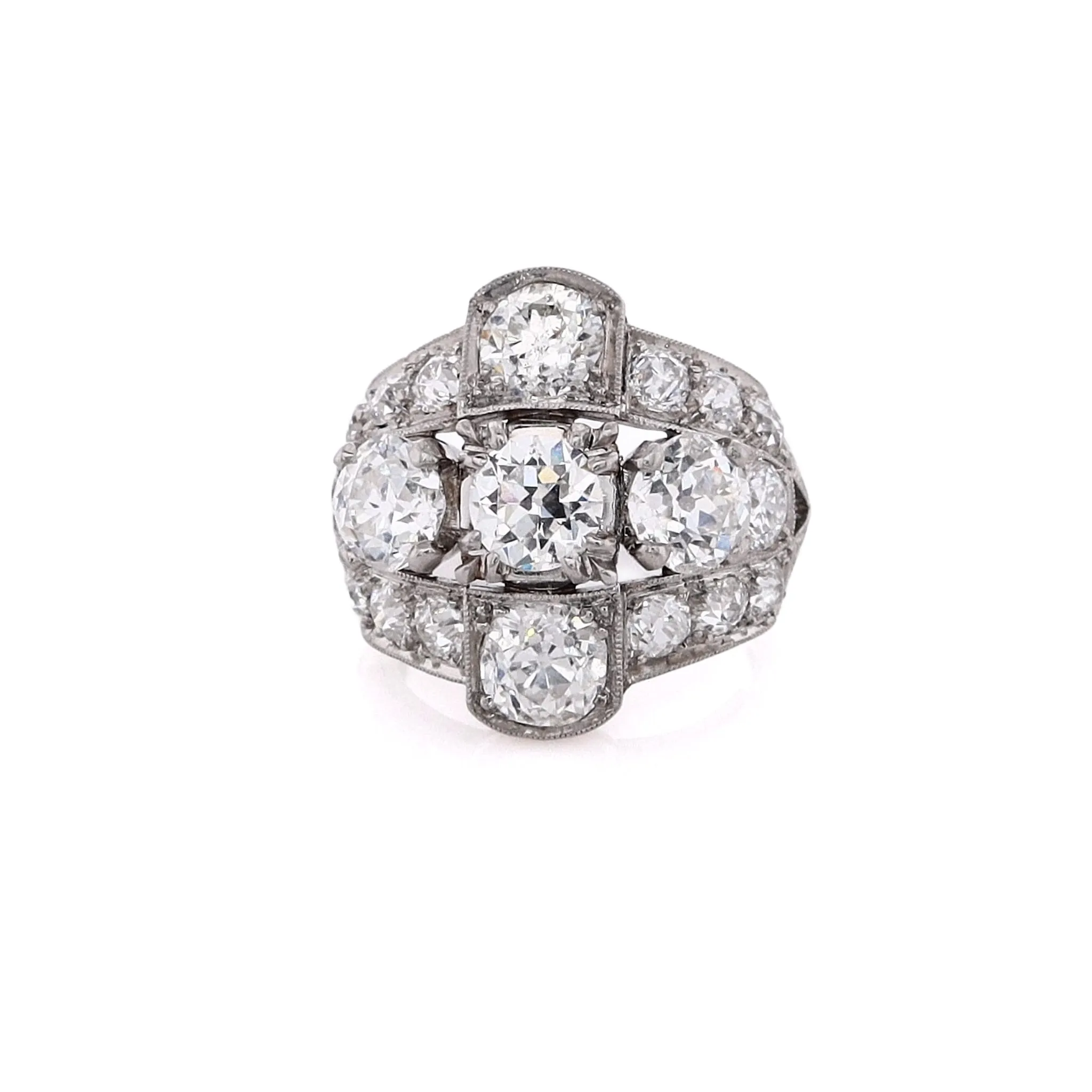 Estate Platinum Milgrain and Old European Diamond Ring