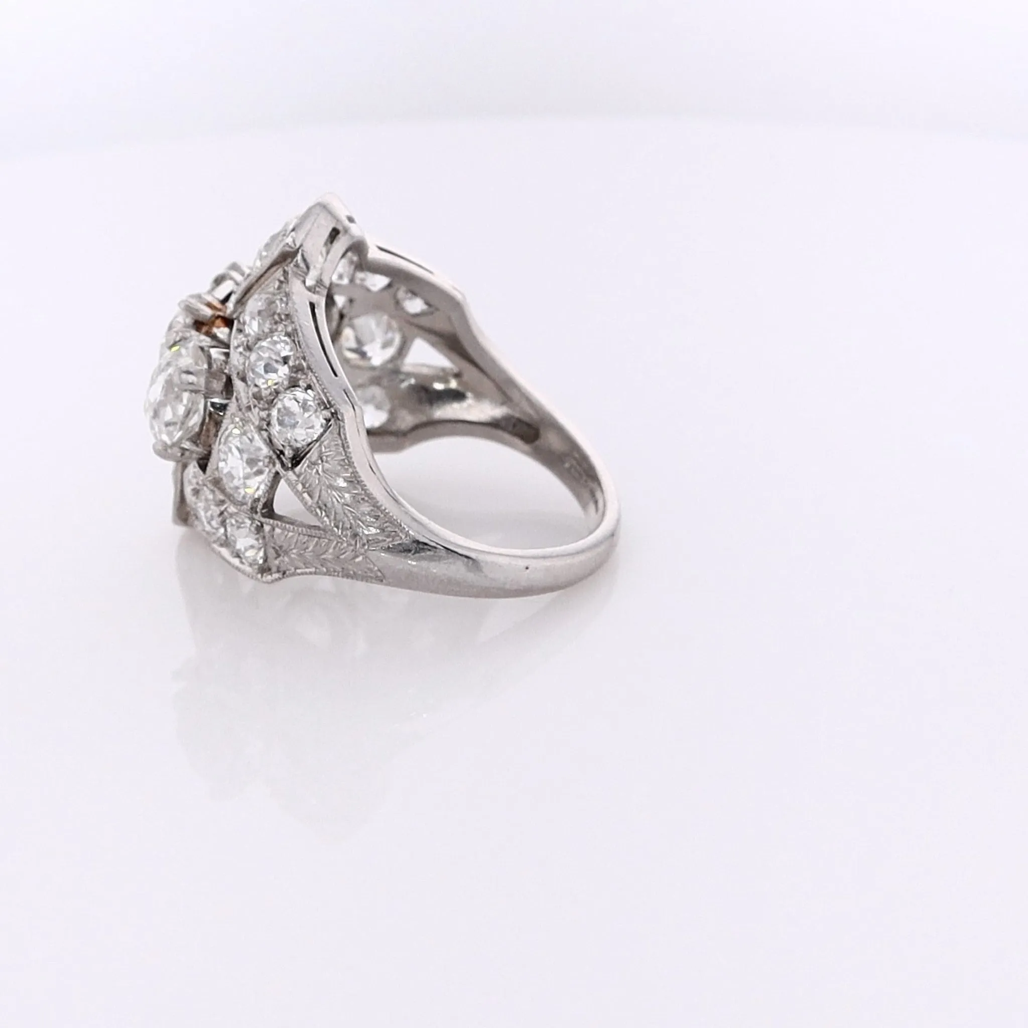 Estate Platinum Milgrain and Old European Diamond Ring