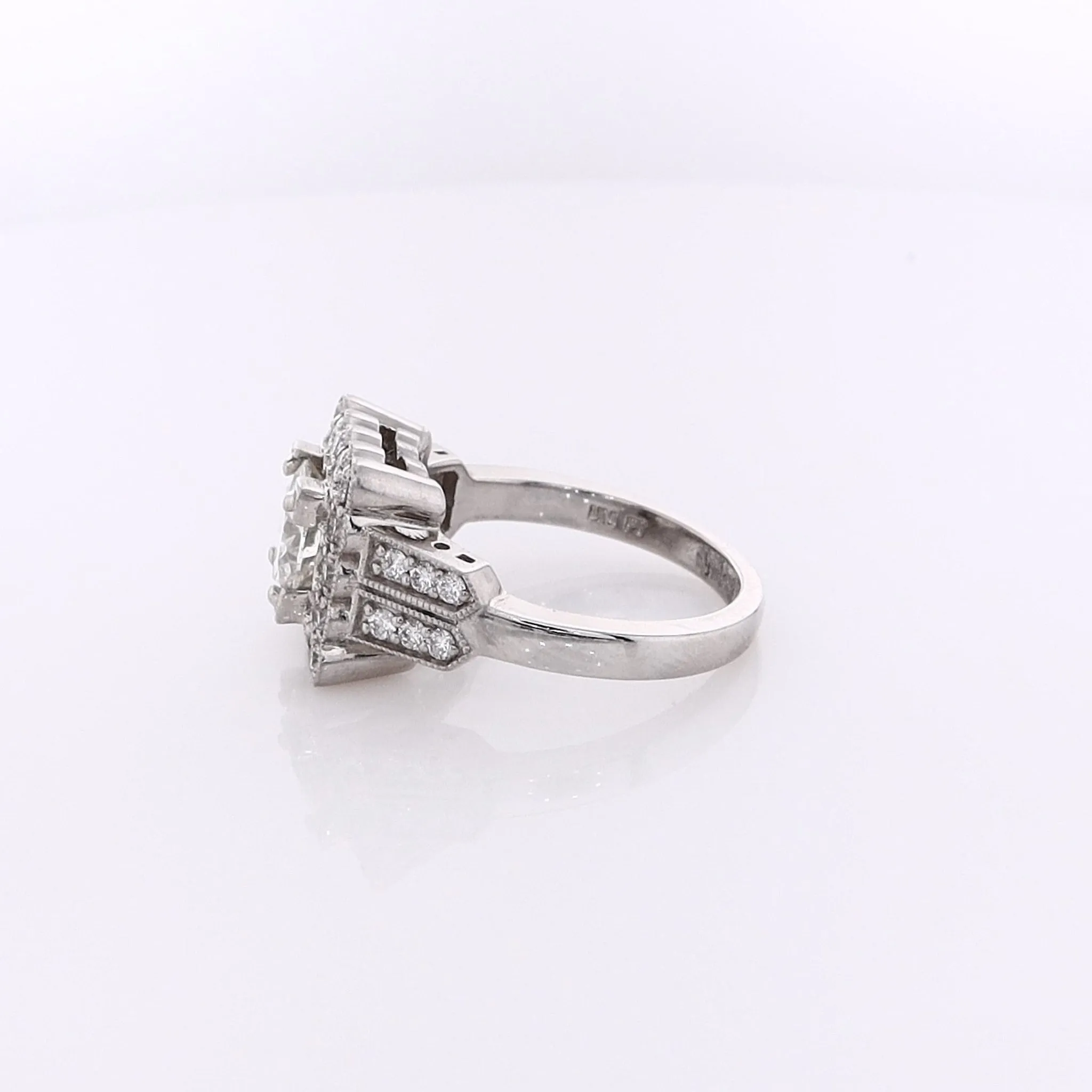Estate Platinum Milgrain Diamond Engagement Ring